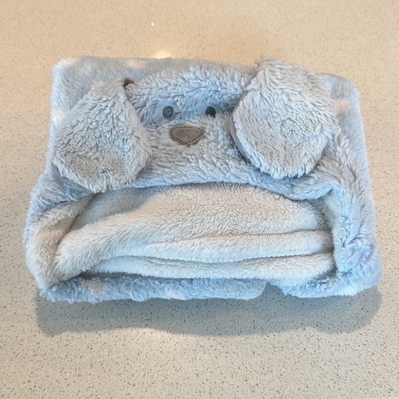 BLANKETS & BEYOND blue White Dots Hooded long ears dog BABY BLANKET Hood Plush - Picture 11 of 11